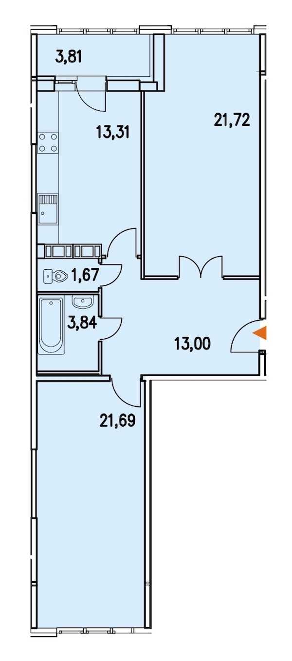 Двухкомнатная квартира в : площадь 77.13 м2 , этаж: 5 – купить в Санкт-Петербурге